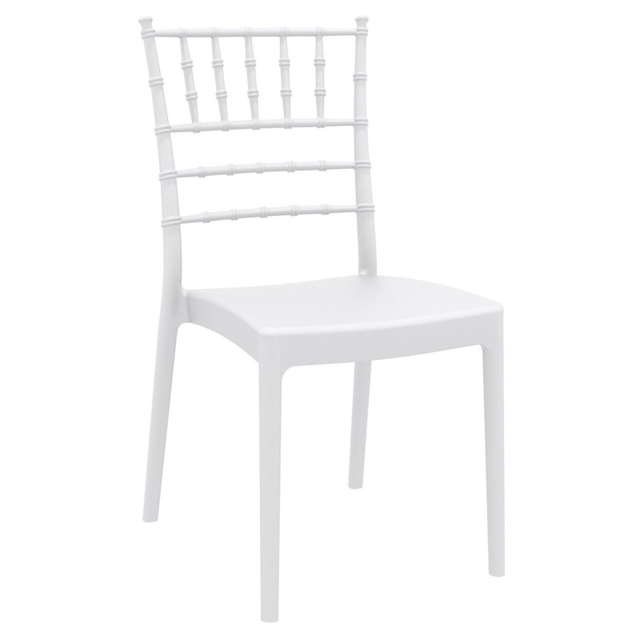 Luxury Commercial Living 36" White Stackable Outdoor Patio Armless Dining Chair